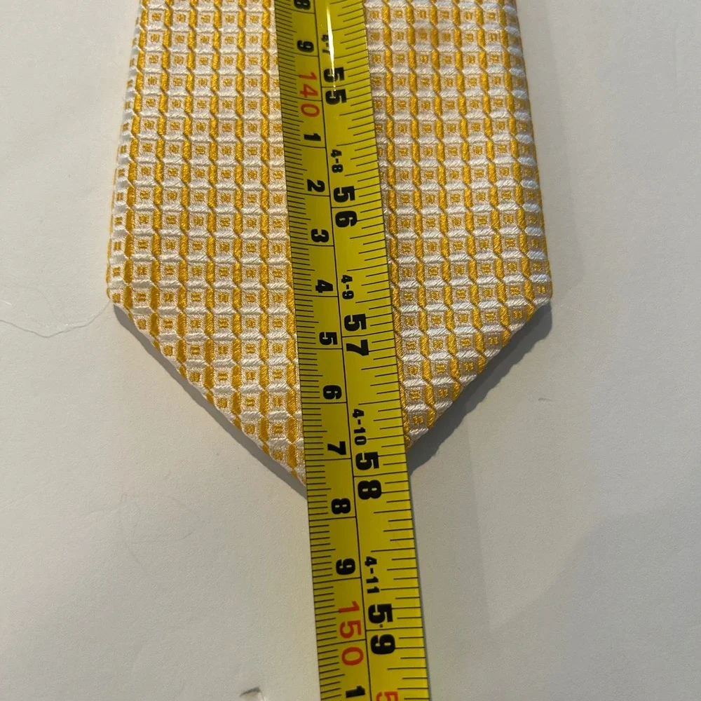 Charles Tyrwhitt Yellow White Geometric Silk Tie Jermyn Street London Mens